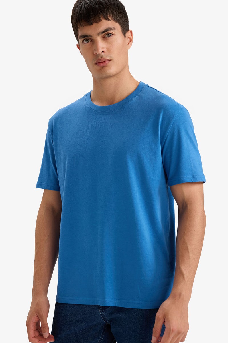 DeFacto Blue Man Regular Fit Crew Neck Short Sleeve T-shirt Casual - Image 1